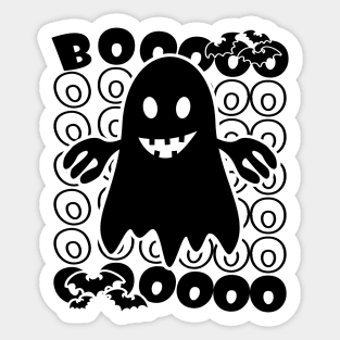 Halloween Boo Ghost Groovy Text Black Sticker